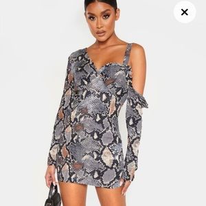 One shoulder Snakeskin Bodycon Dress